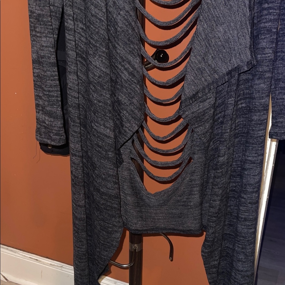 Charcoal Open-Back long Cardigan NWOT - Picture 4 of 5